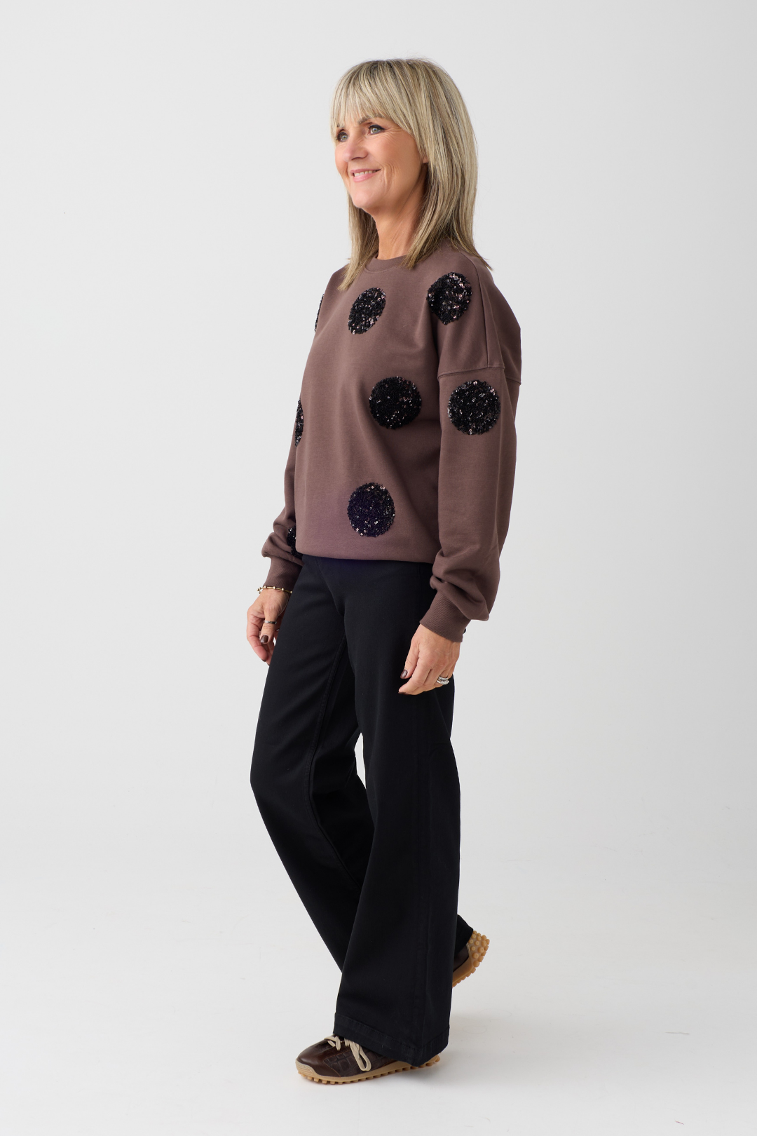 Margittes Brown Sequin Spot Sweatshirt