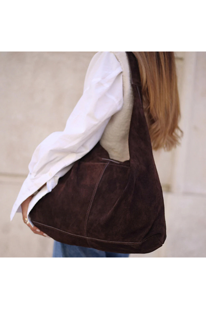 Depeche Chocolate Suede Shopper Bag