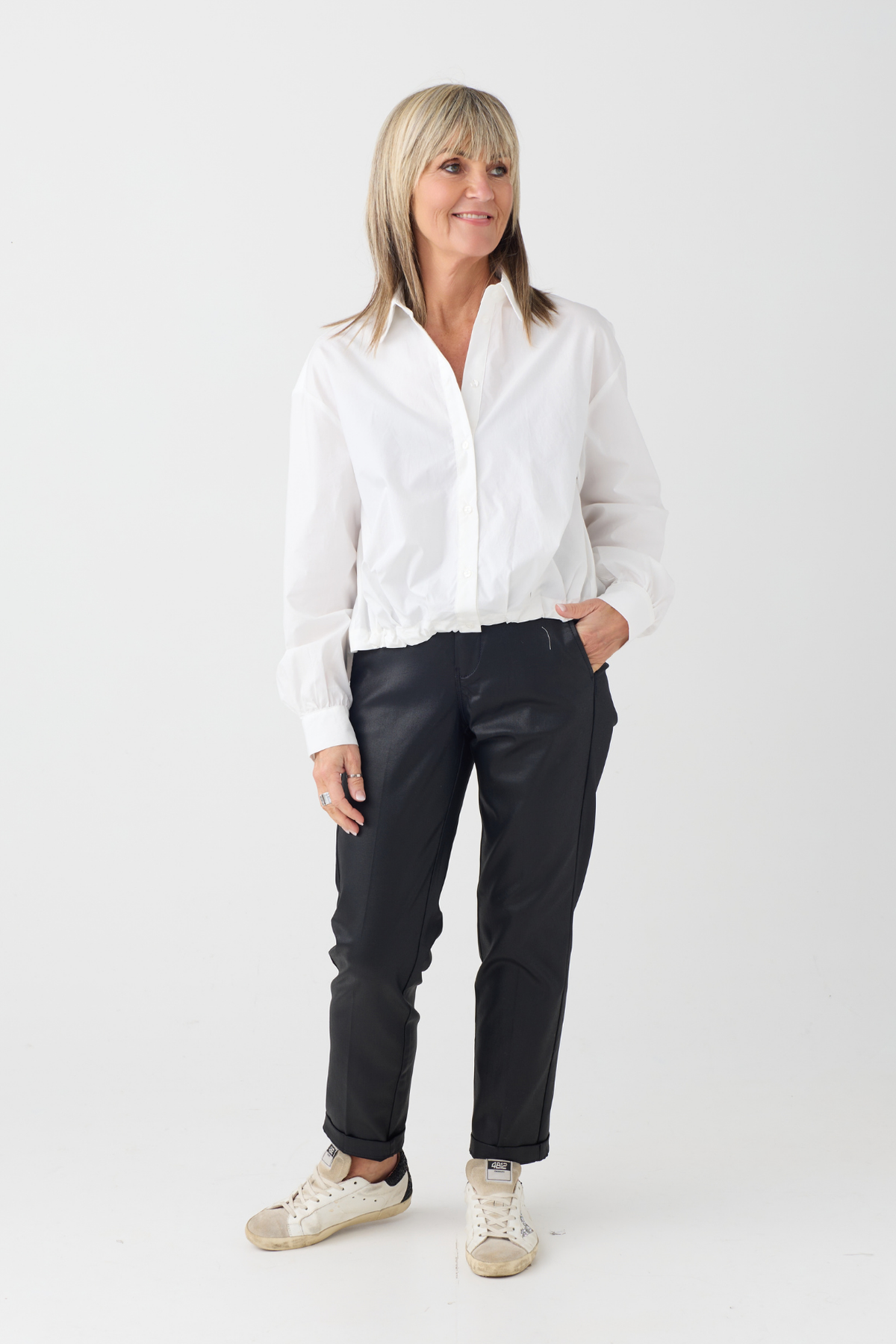 Milano White Bead Trimmed Collar Shirt