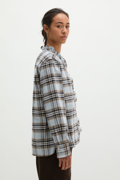 Marc O'Polo Blue Check Ruffle Blouse