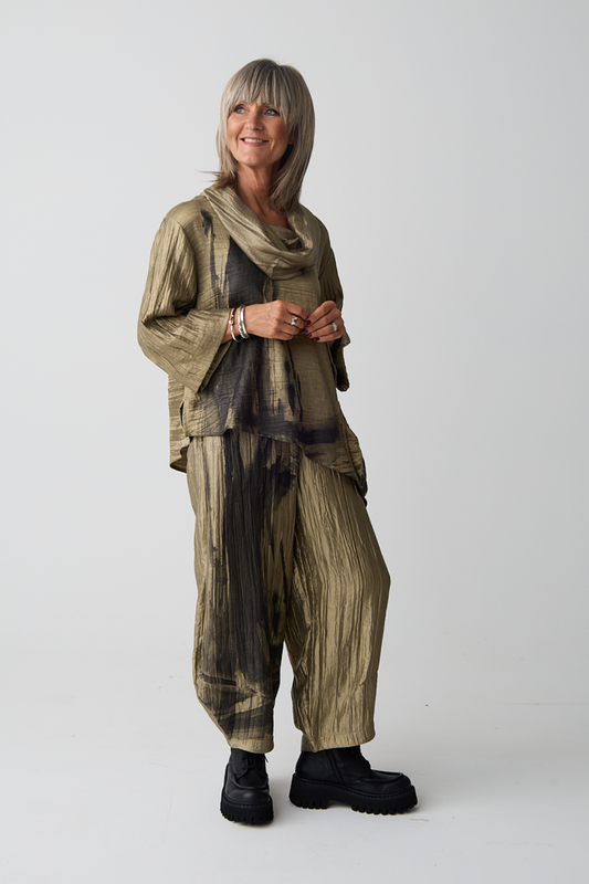 Ozai n Ku Gold Print Trousers