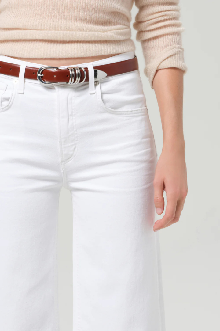 CoH Soft White Lyra Wide Crop Raw Hem Jean