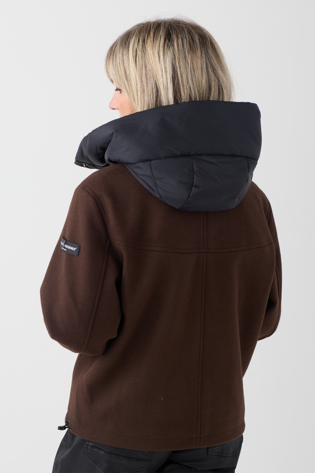 FF Brown/Black Hooded Wool Jacket