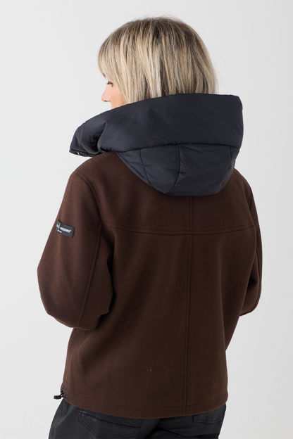 FF Brown/Black Hooded Wool Jacket