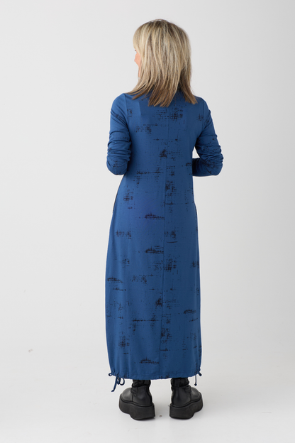 My Soul Blue/Black Print Zip Dress 5054