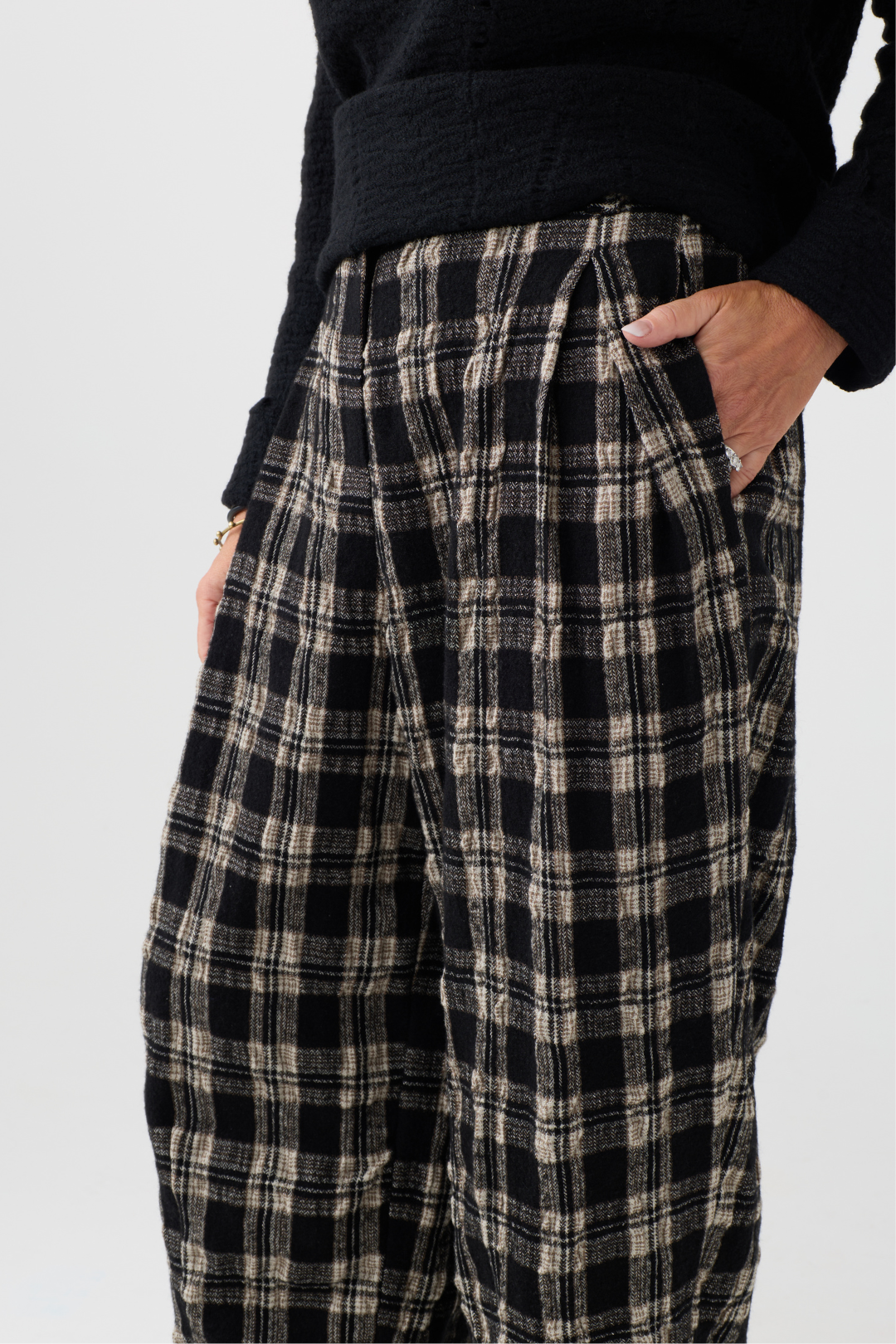 el2 Black/Cream Check Trouser 8056