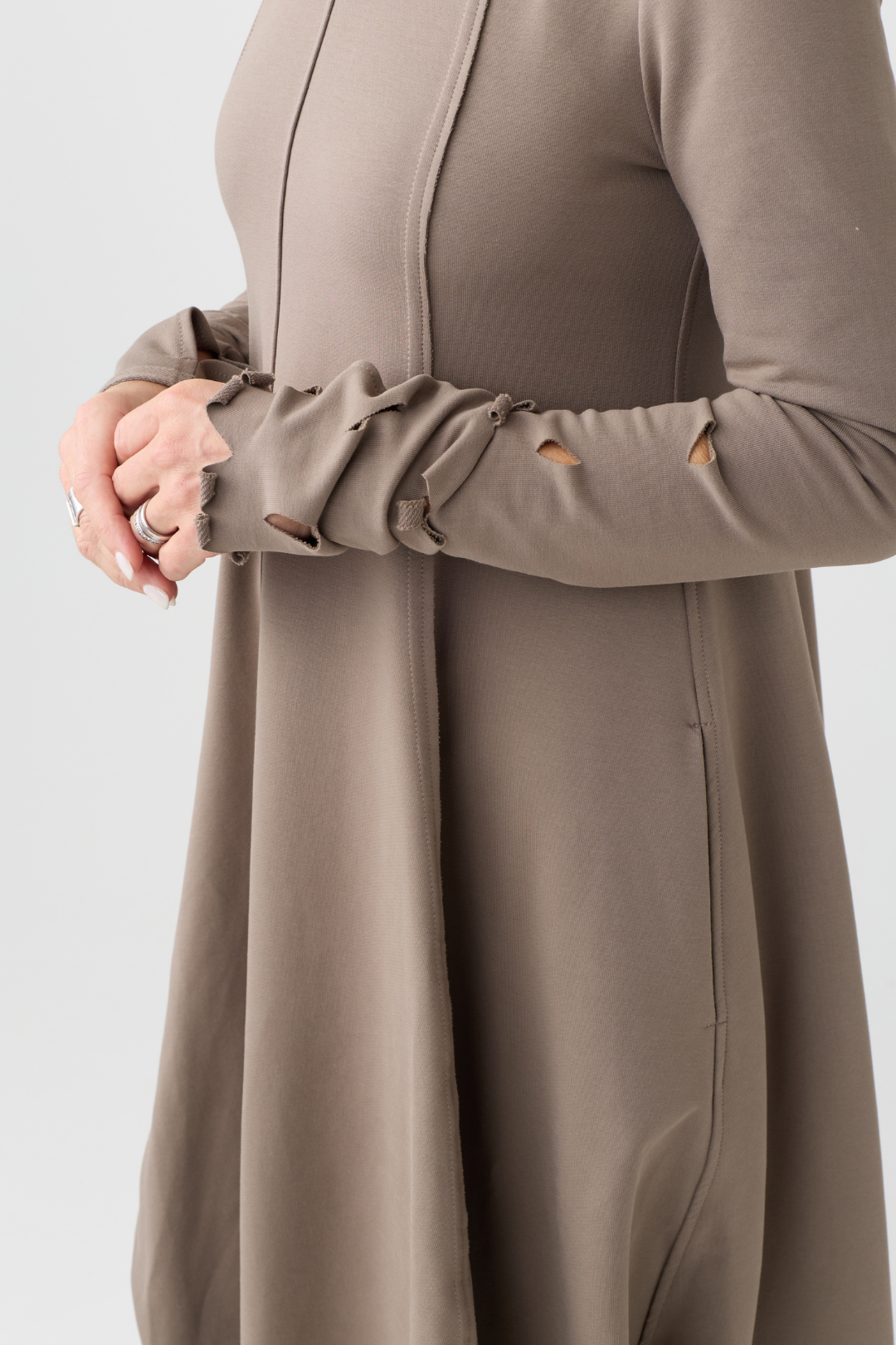 Kedziorek Taupe Dress with Cut Out Detail 5570