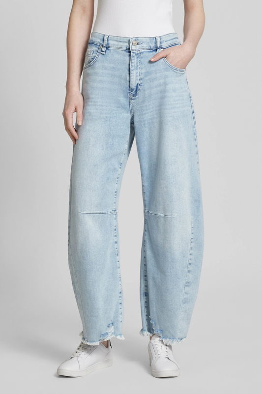 Mac Dakota Fringe Sunny Blue Barrel Jeans