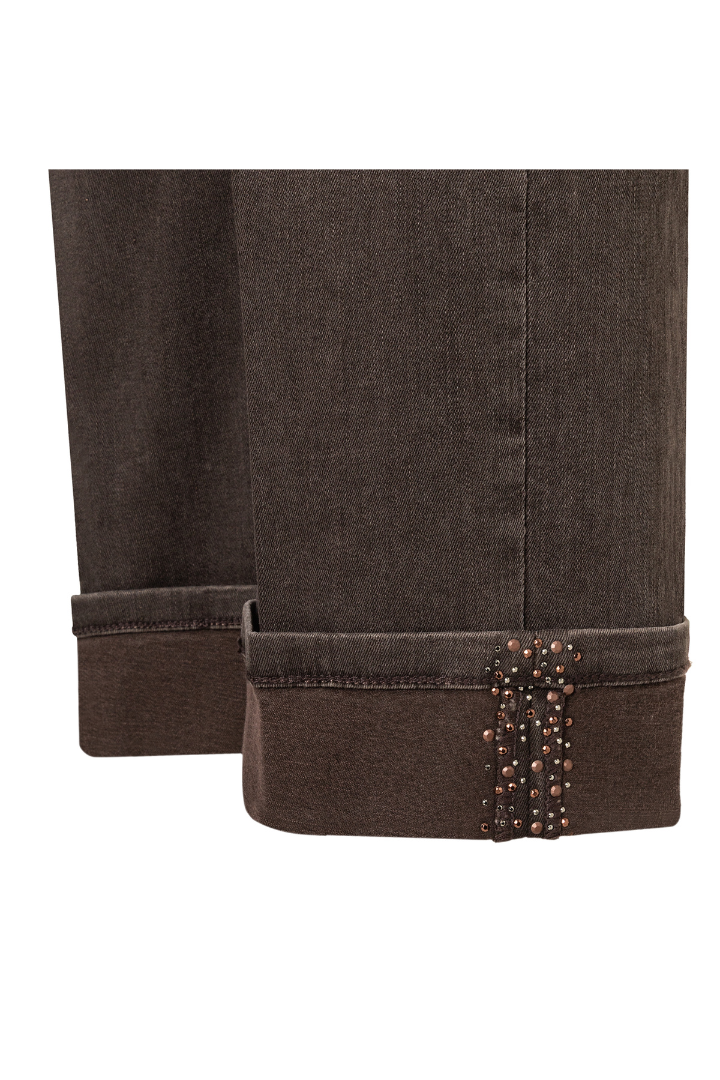 Mac Laura Brown/Stone Turn-Up Glitter Jeans