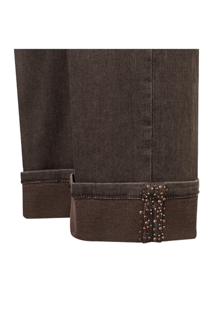 Mac Laura Brown/Stone Turn-Up Glitter Jeans