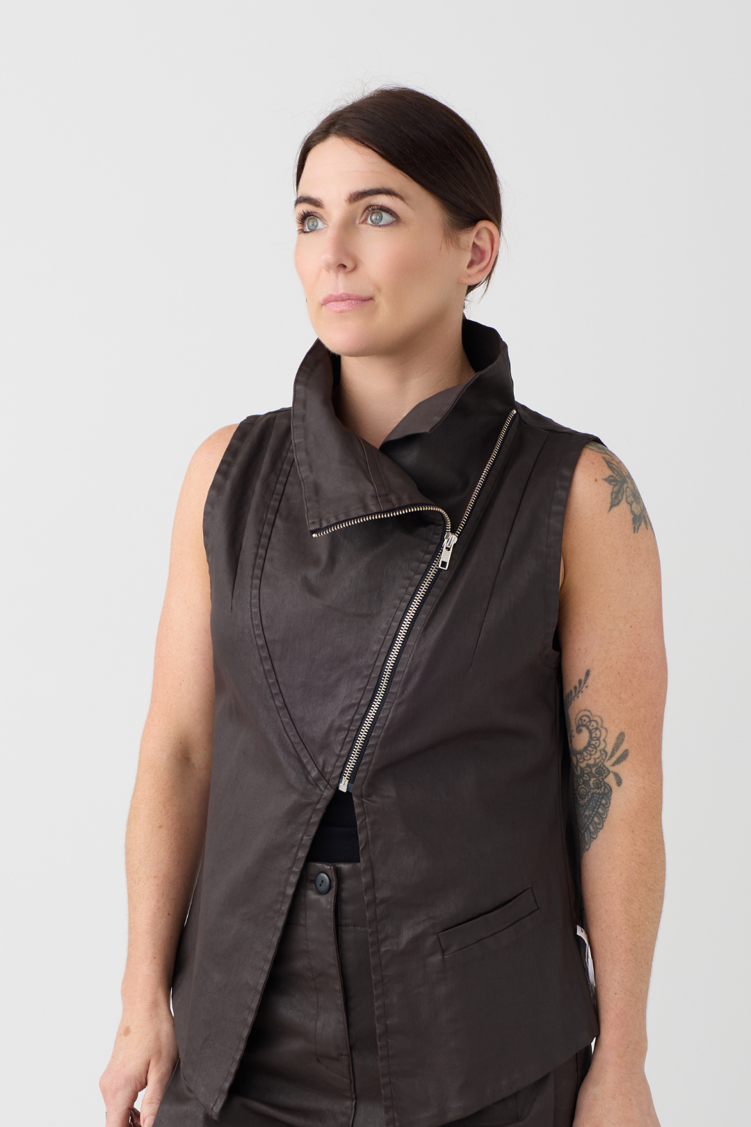 Lurdes Bergada Brown Coated Waistcoat 280