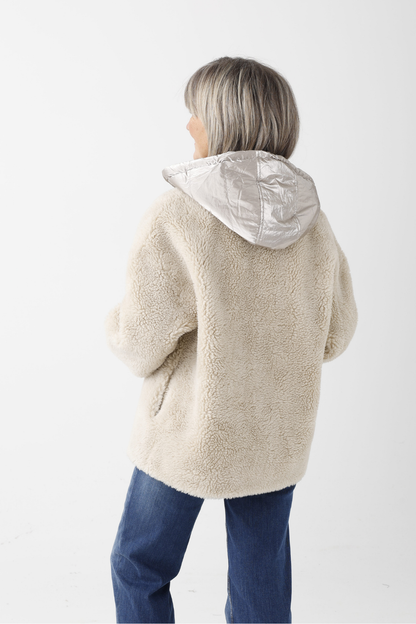 Keyla Beige Oversized Boucle Jacket