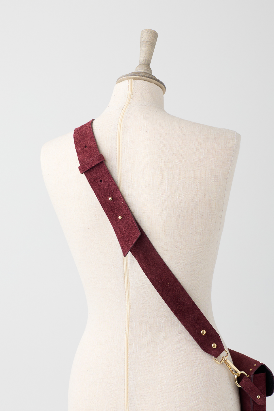 Berry Suede Wide Strap Cross Body Bag w/Studs