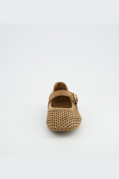 Paul Green Brown/Gold Samtziege Ballerina Shoe