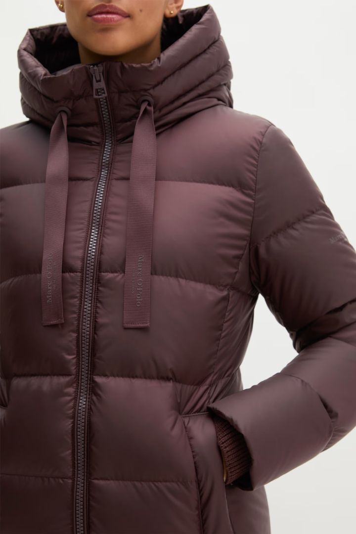 Marc O'Polo Black Cherry Hooded Longline Coat