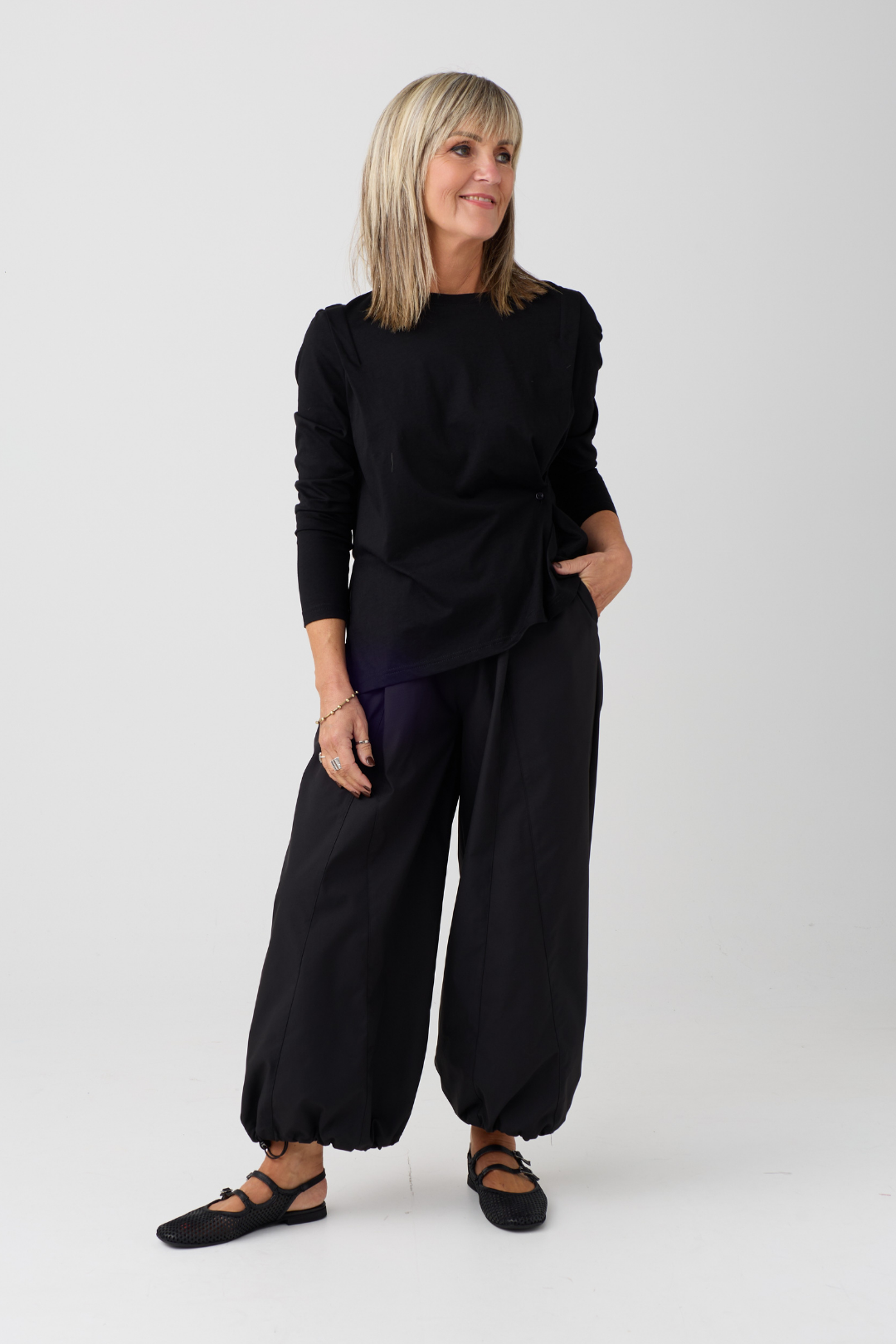 Haako Black Cropped Wide Leg Trouser H2008