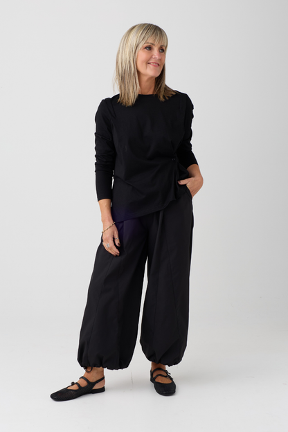 Haako Black Cropped Wide Leg Trouser H2008
