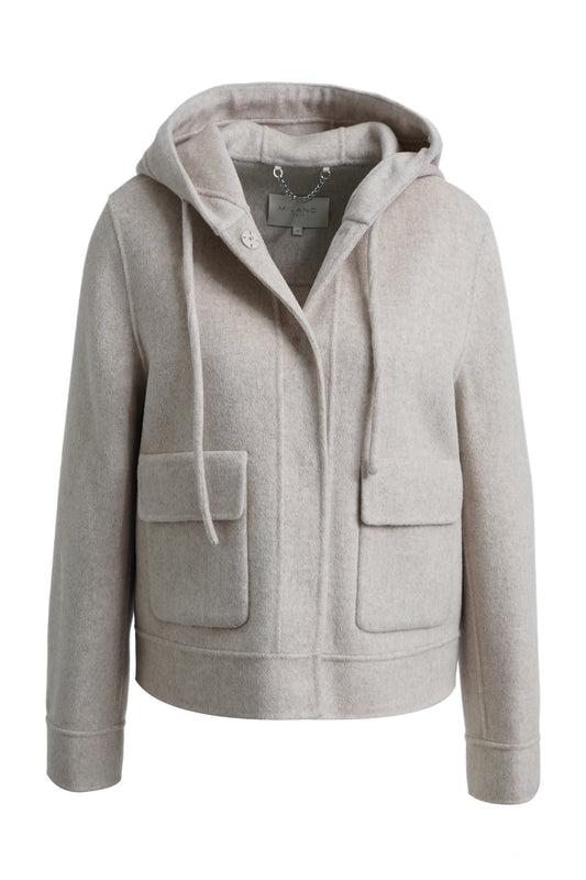 Milano Cream Melange Hooded Jacket