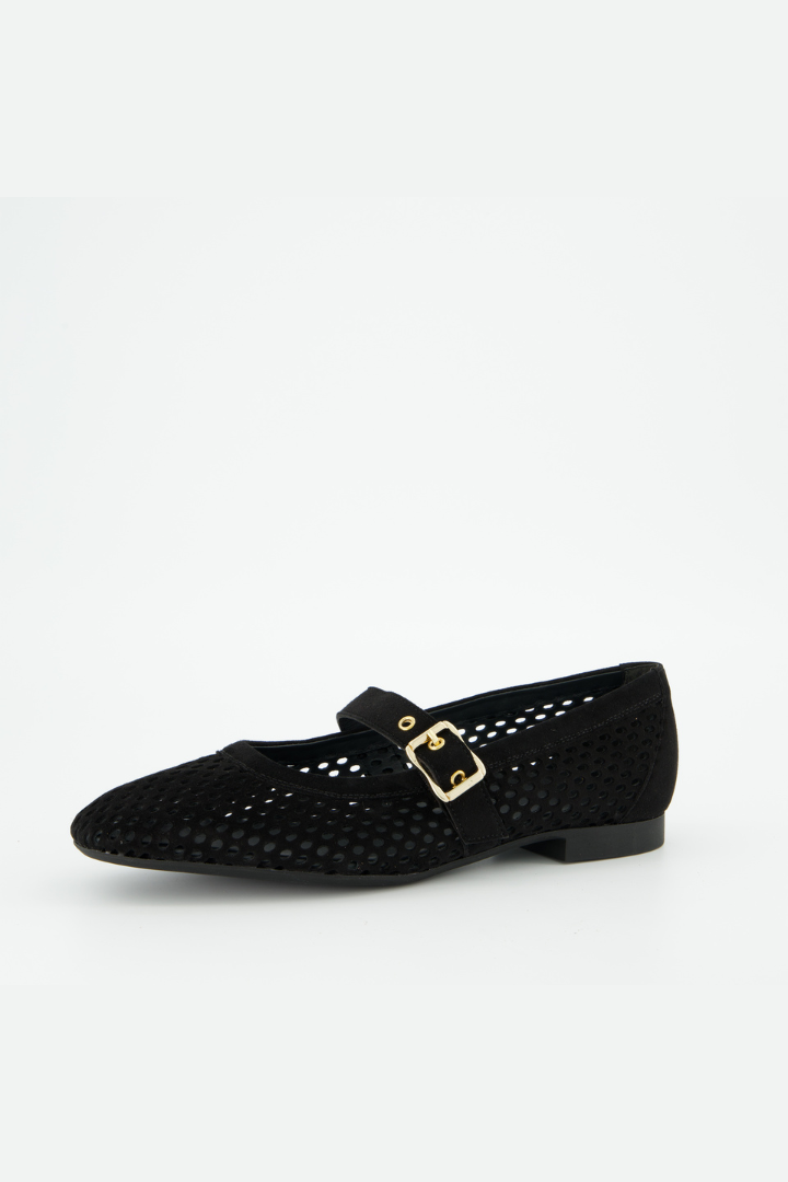 Paul Green Black/Gold Samtziege Ballerina Shoe