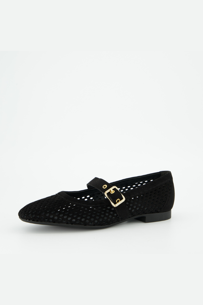 Paul Green Black/Gold Samtziege Ballerina Shoe