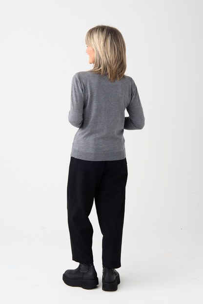 el2 Grey Contrast Panel LS Knit w/Pocket