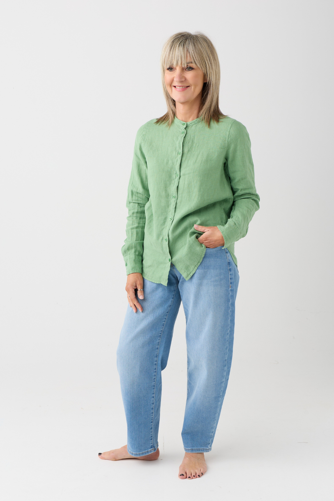 Mos Mosh Artina Turf Green Linen Shirt