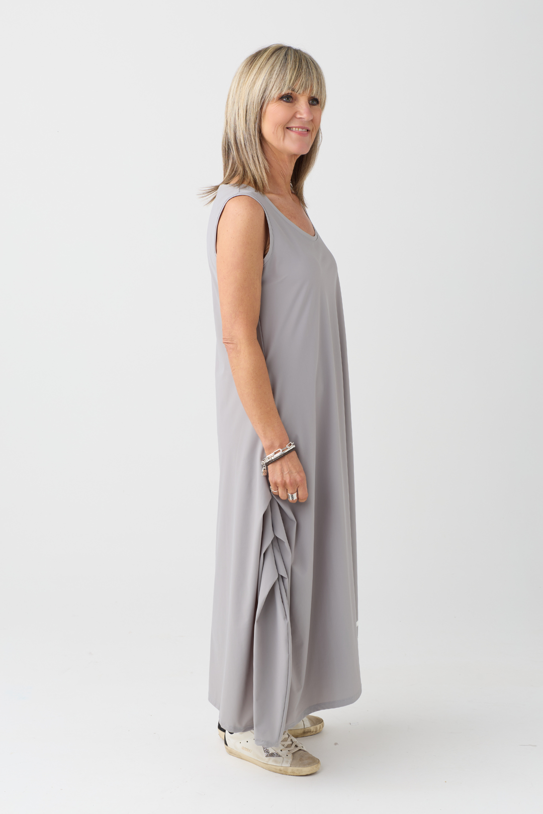 Naya Taupe/Off White Wave Print Dress
