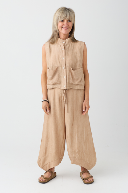 Ozai n Ku Caramel Crinkle Waistcoat