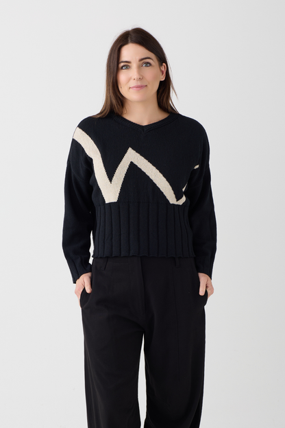 Lurdes Bergada Black Zig Zag Jumper 802