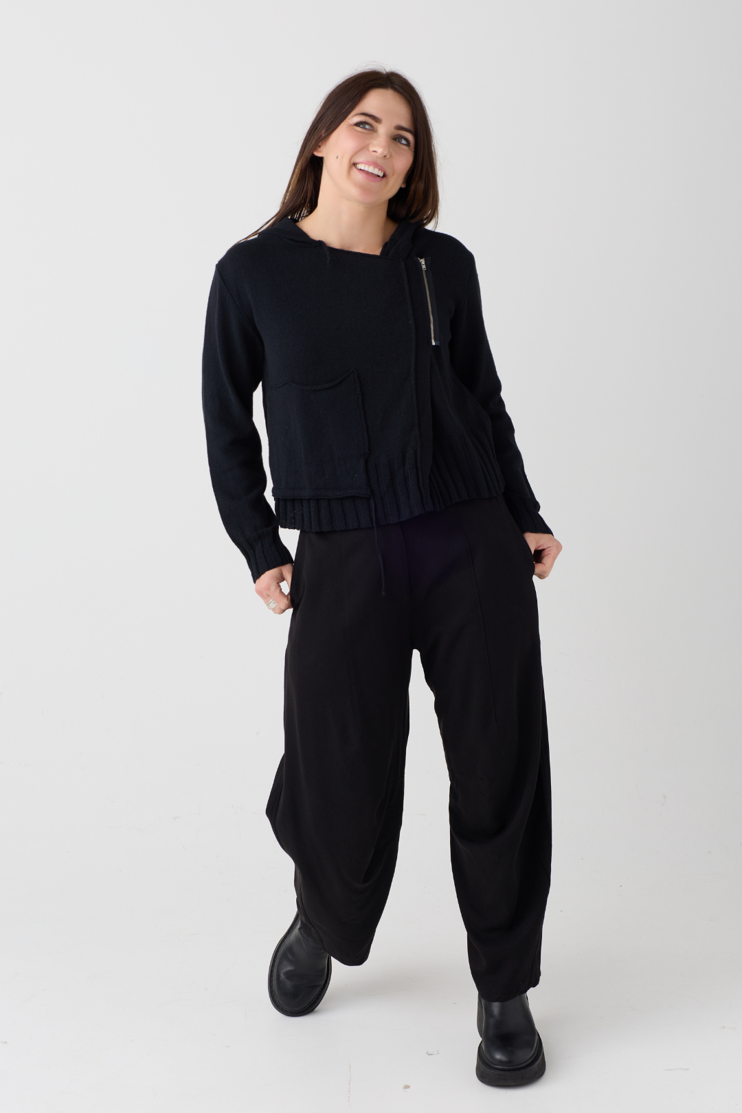 Lurdes Bergada Black Zip Cardigan 803