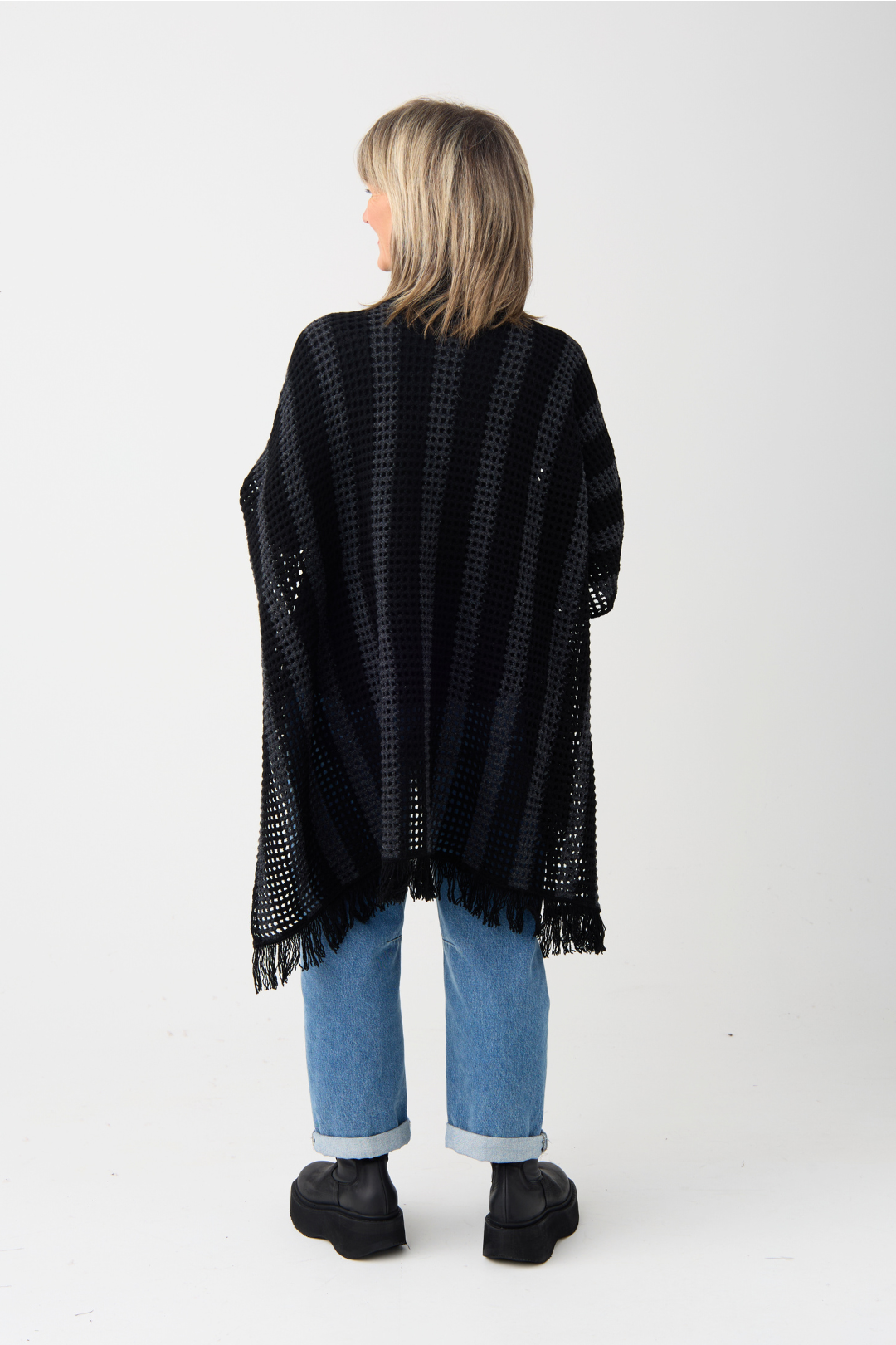 el2 Black/Charcoal Stripe Poncho