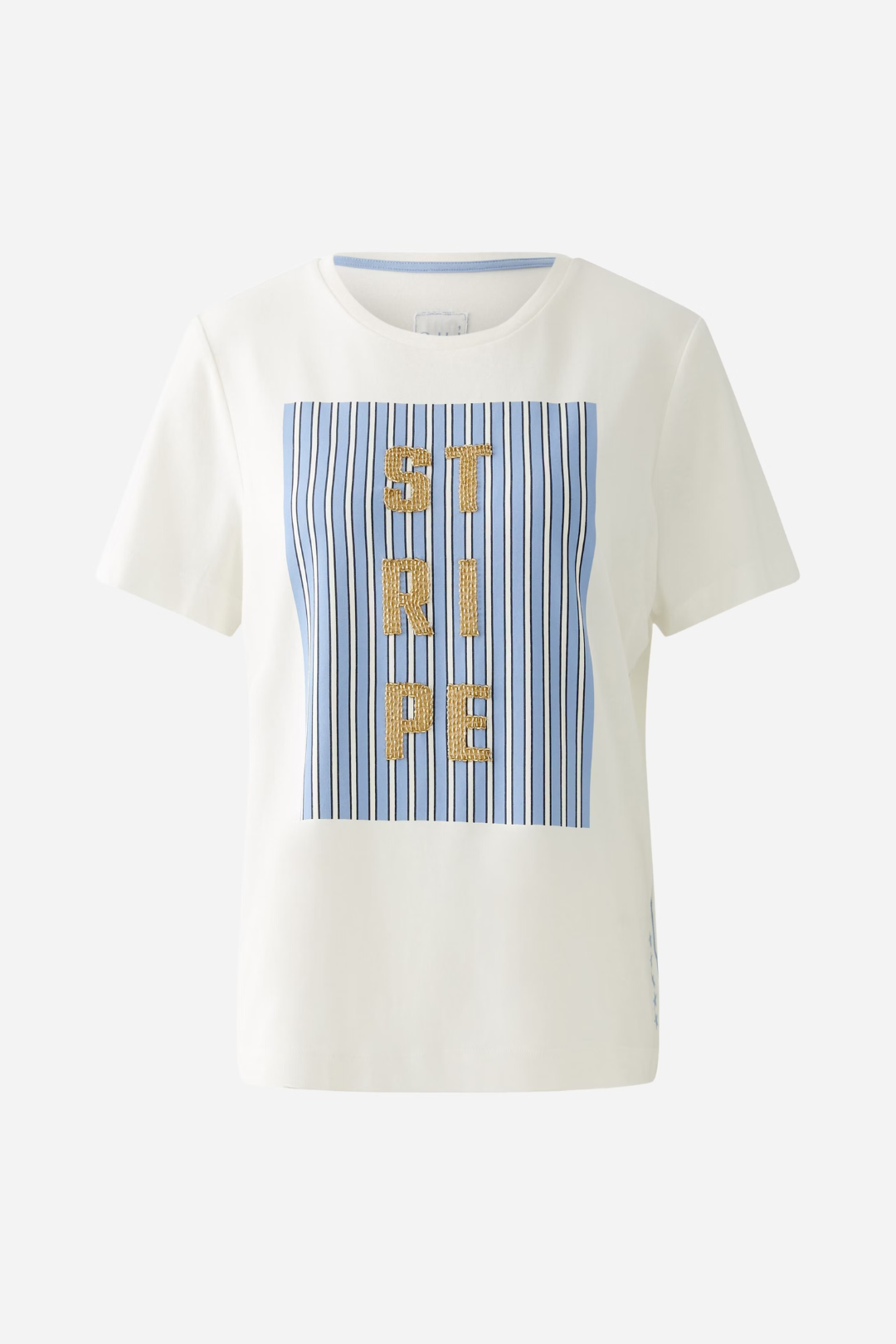 Oui Cloud Dancer Blue Stripe T-Shirt