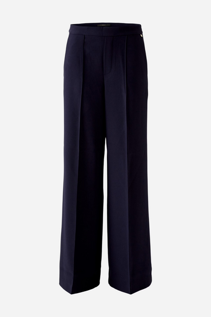 Oui Dark Blue Wide Flared Trousers