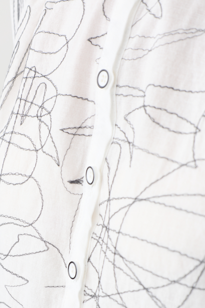 el2 White/Black Scribble Print Blouse 1050