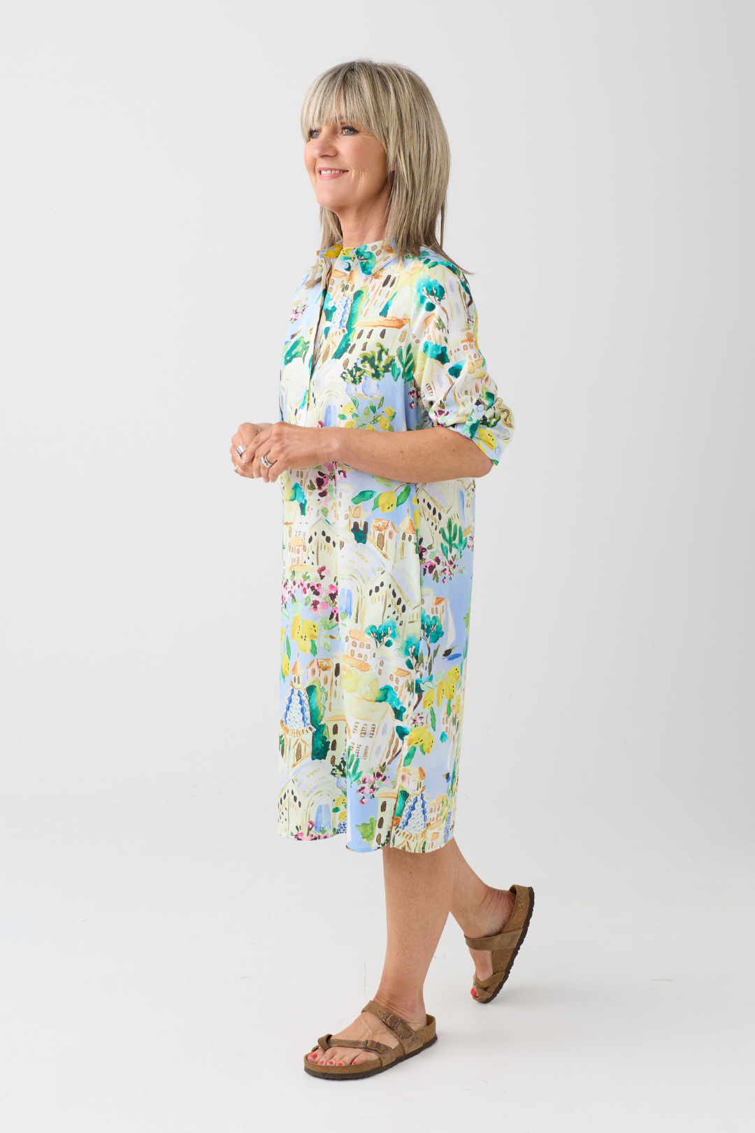 Milano Light Blue Print Shirt Dress