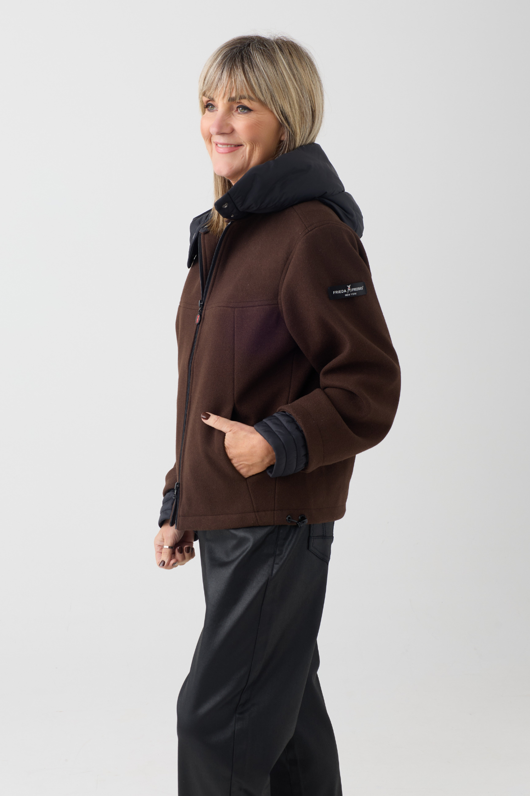 FF Brown/Black Hooded Wool Jacket