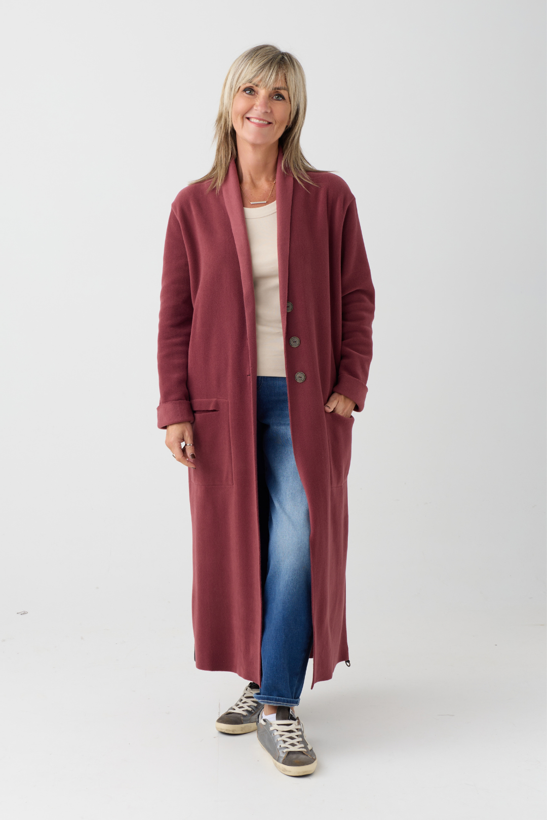 HS Bordeaux Long Cardigan 7162