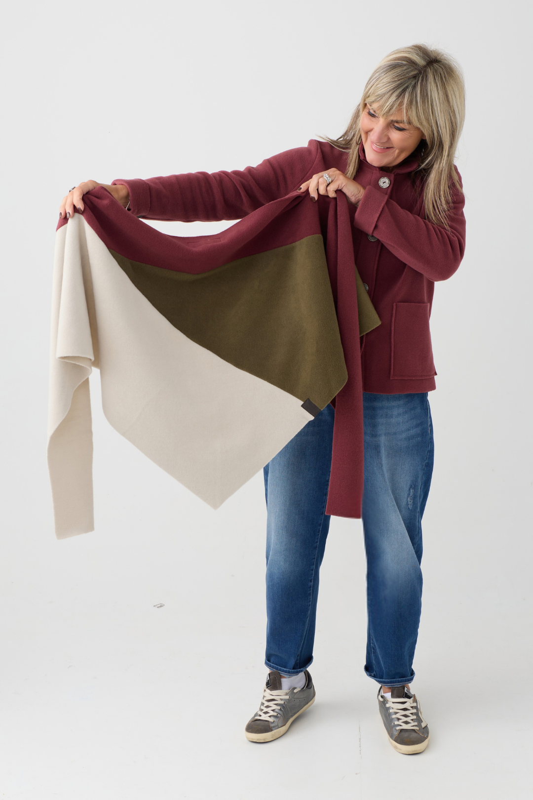 HS Bordeaux/Kit/Moss Triangle Scarf 4078