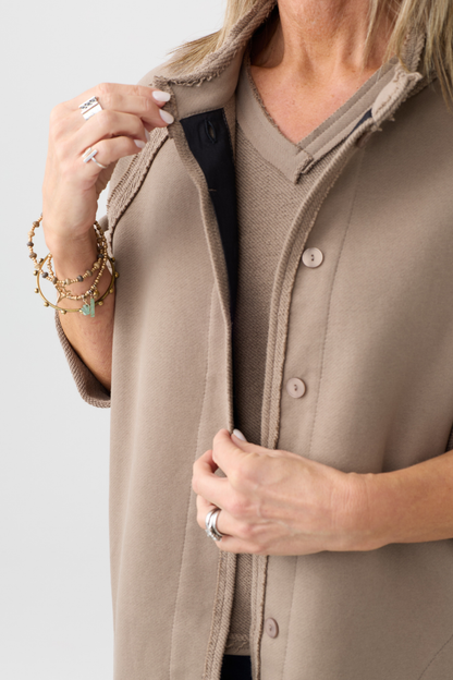 Kedziorek Taupe Curved Hem Coat 5553JL