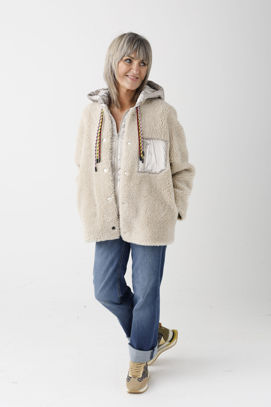 Keyla Beige Oversized Boucle Jacket