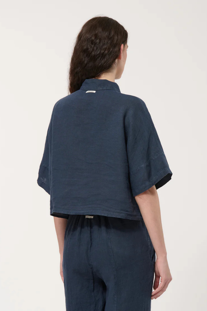 Humility LIVIA Navy Linen Shirt