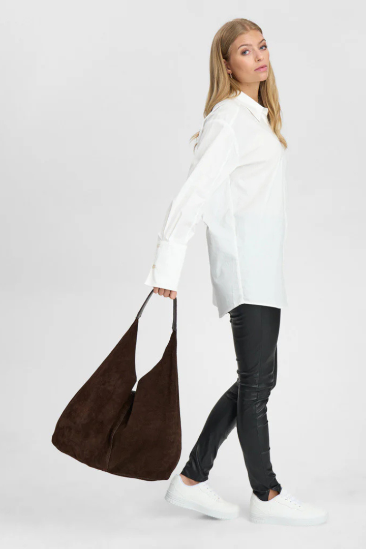 Depeche Chocolate Suede Shopper Bag