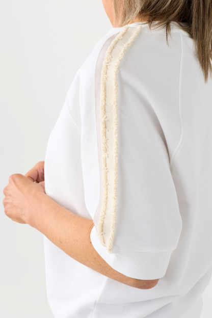 Margittes White/Sand 1/2 Sleeve Sweatshirt