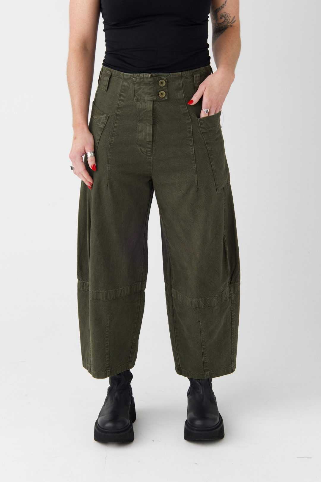 Lurdes Bergada Khaki Barrel Trousers