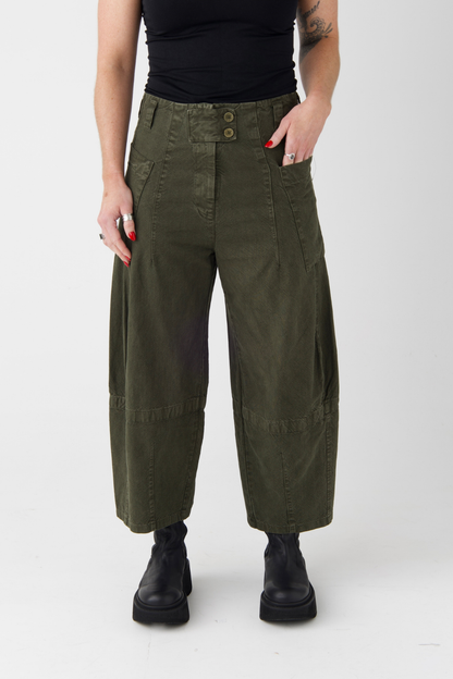 Lurdes Bergada Khaki Barrel Trousers