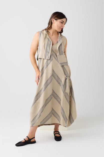 Lurdes Bergada Natural Hooded Waistcoat