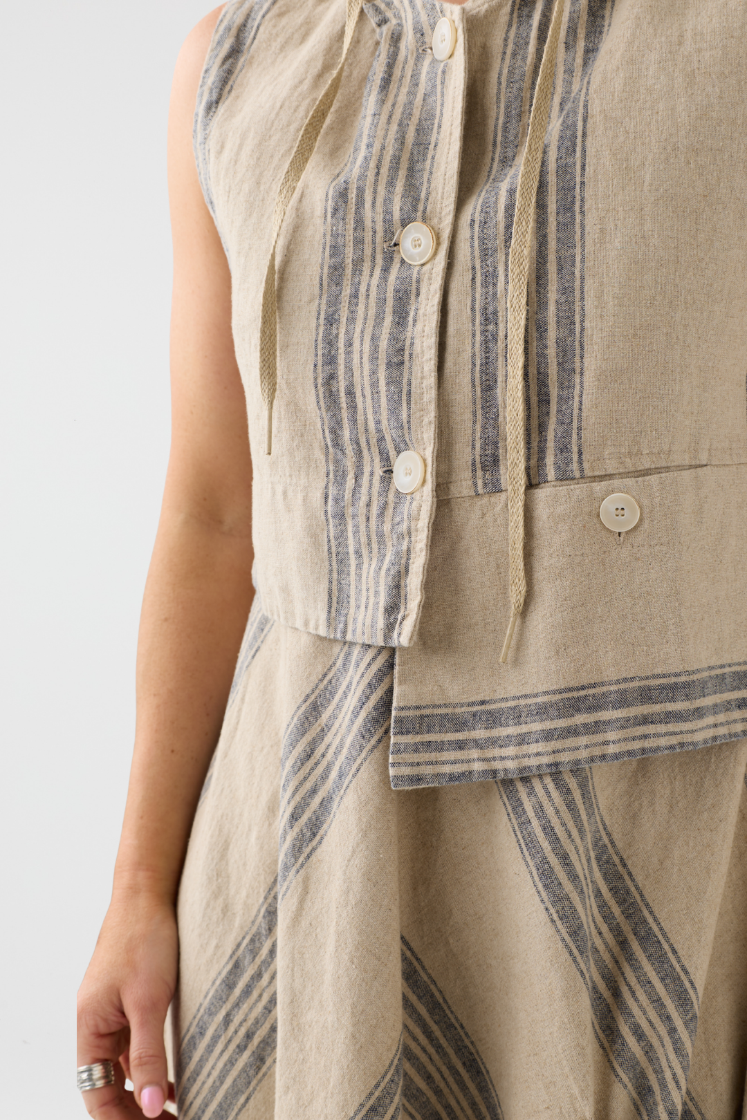 Lurdes Bergada Natural Hooded Waistcoat