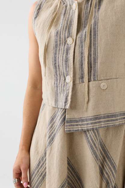 Lurdes Bergada Natural Hooded Waistcoat