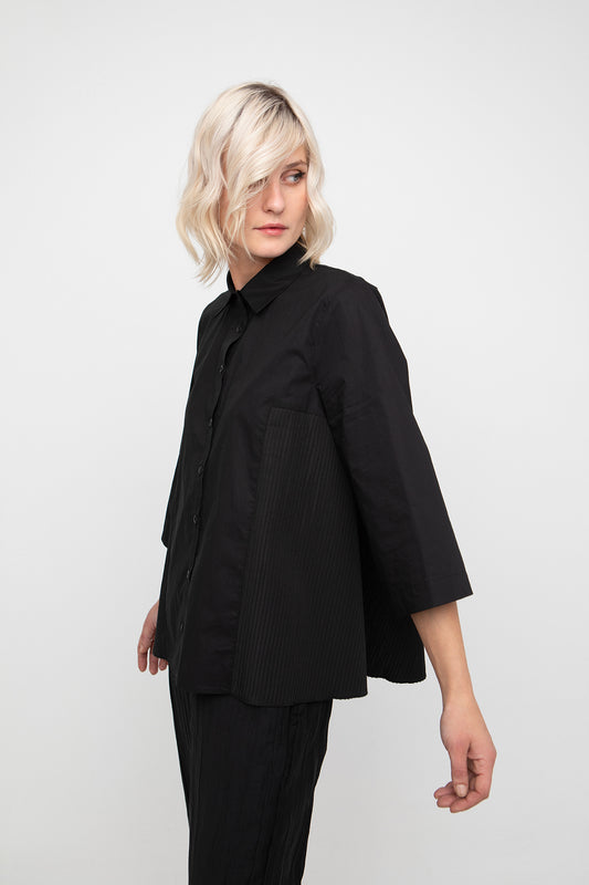 Ozai n Ku Black Mini Pleat Shirt