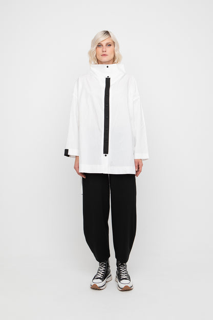 Ozai n Ku White/Black Printed Back Shirt